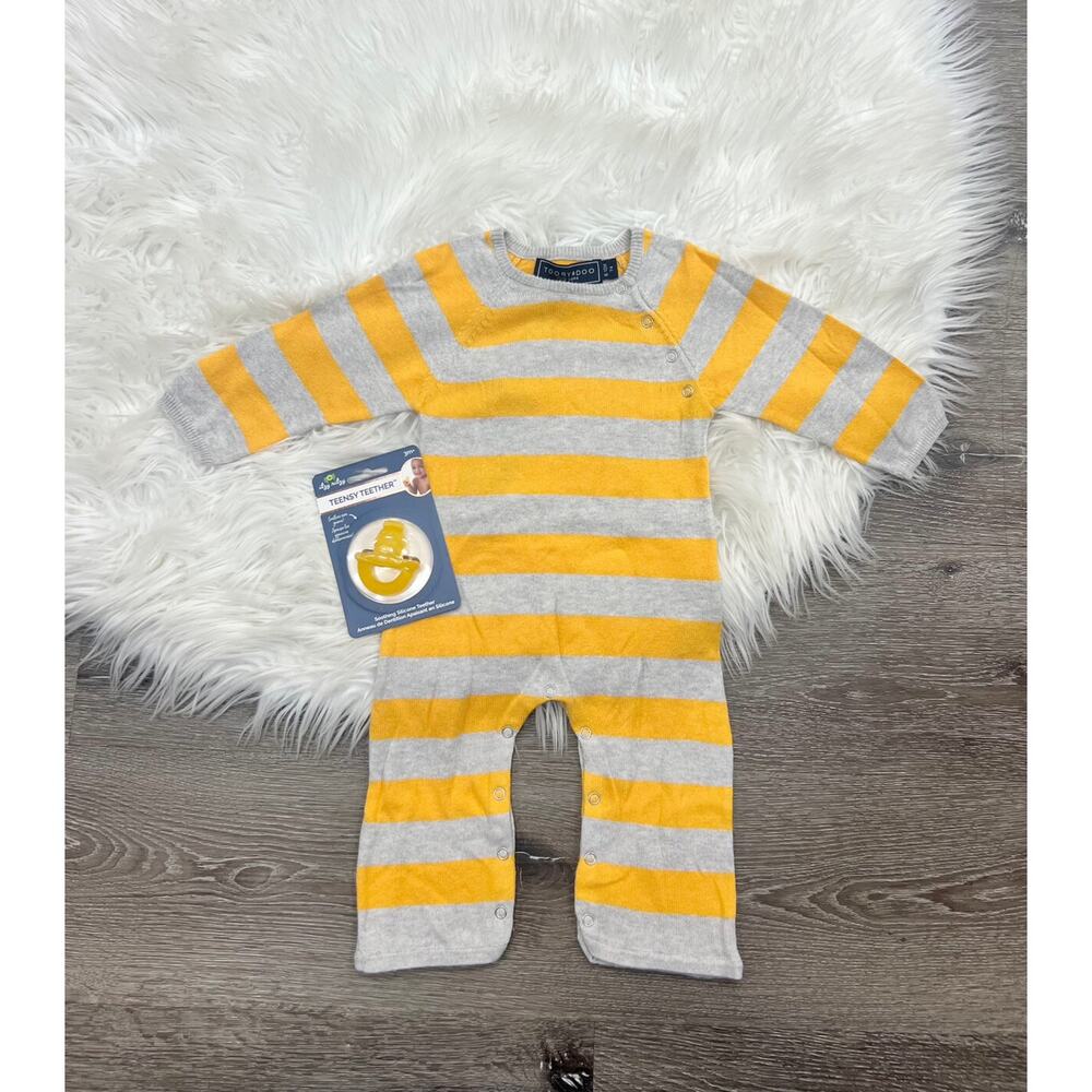 Toobydoo Yellow & Grey Striped Cotton Cashmere Jumpsuit B10615 6/12month